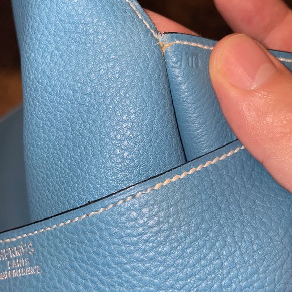 RARE Hermes Pochette Rio Togo Leather in Blue Jean C◼️ - Picture 4 of 8